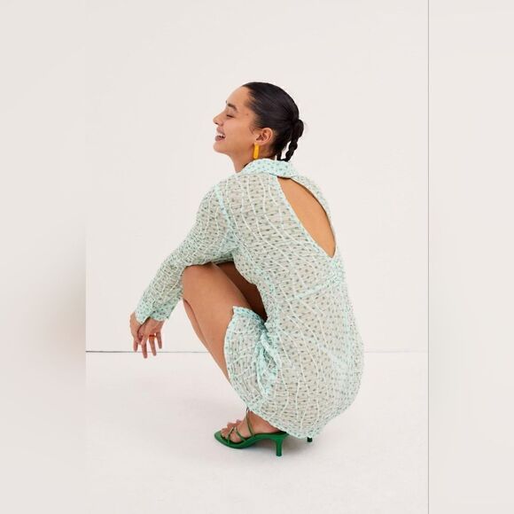 For Love And Lemons Drea Long Sleeve Sheer Mini Dress Size Extra Large NWT - Picture 3 of 15